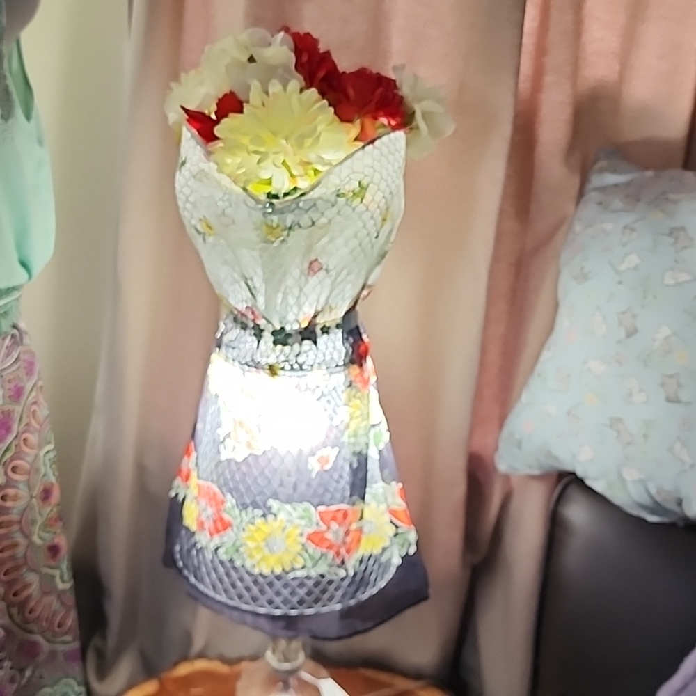 Handmade lampshade with antique lamp